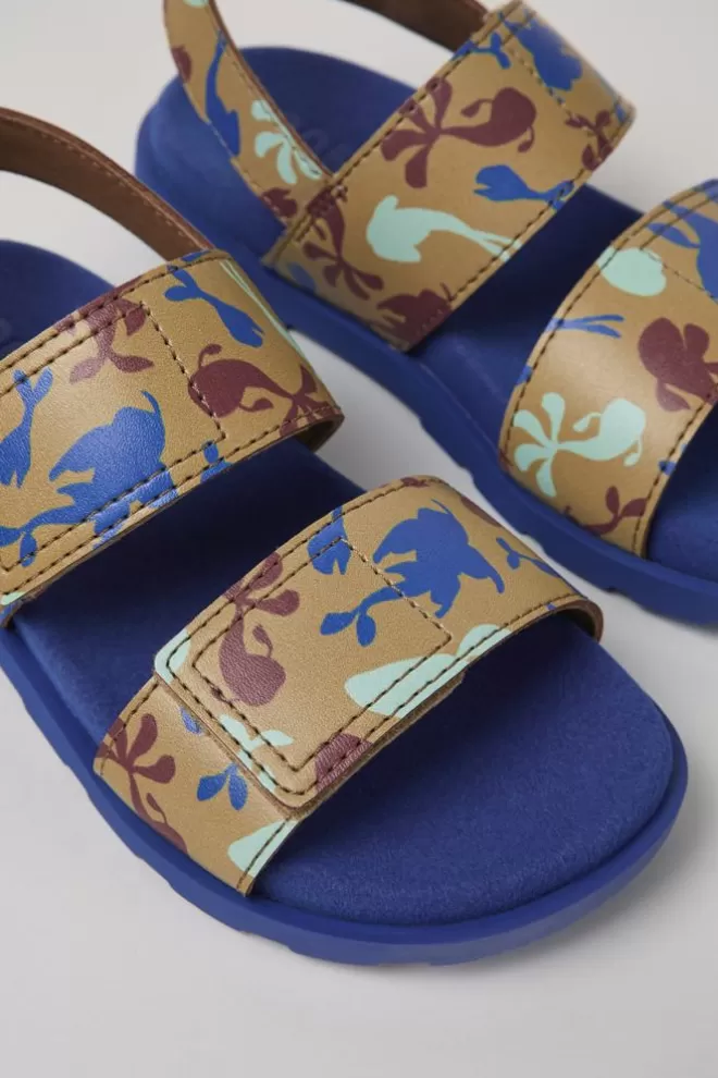 Sandalias<Camper Sandalia De Piel Multicolor Con Dos Tiras