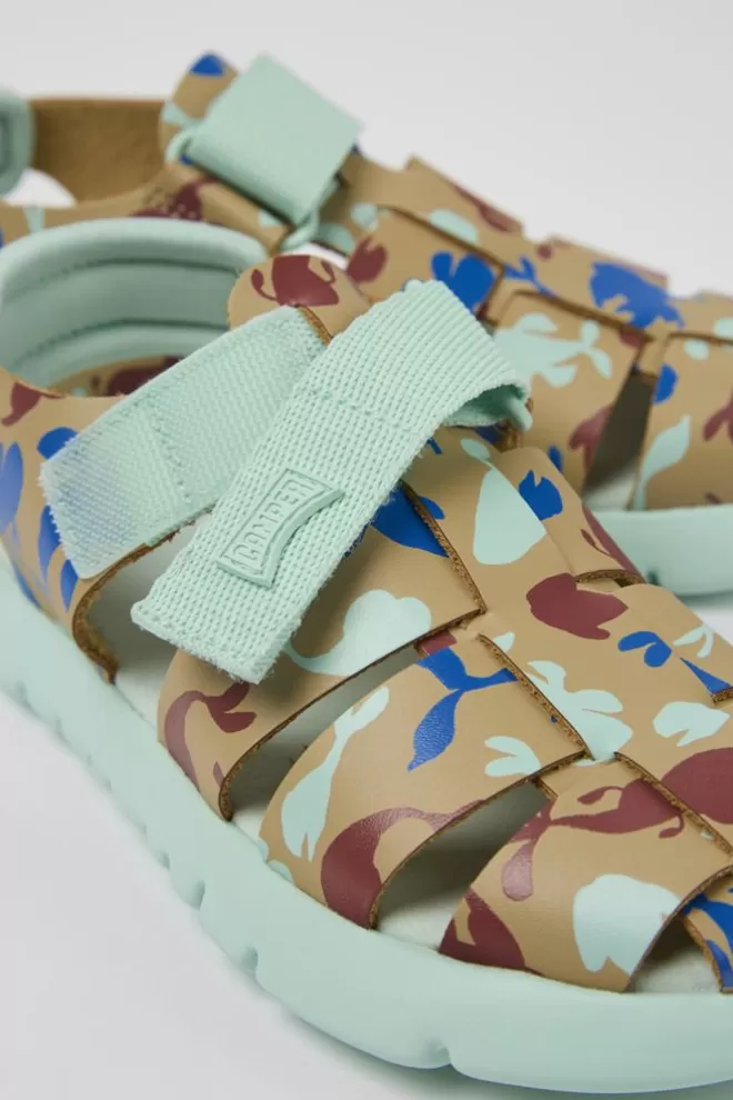 Sandalias<Camper Sandalia De Piel Y Tejido Multicolor