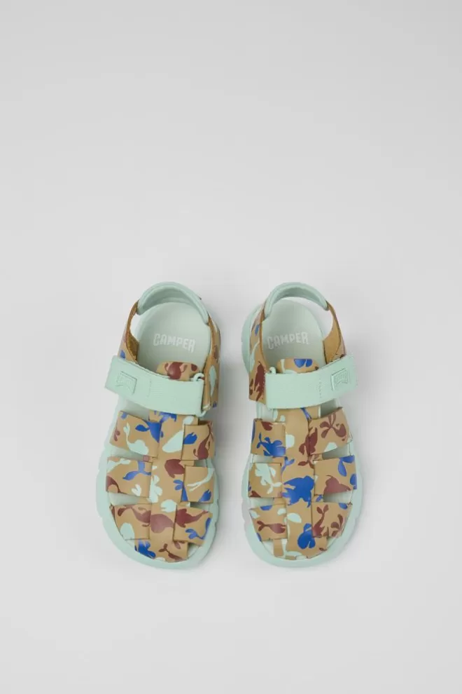 Sandalias<Camper Sandalia De Piel Y Tejido Multicolor
