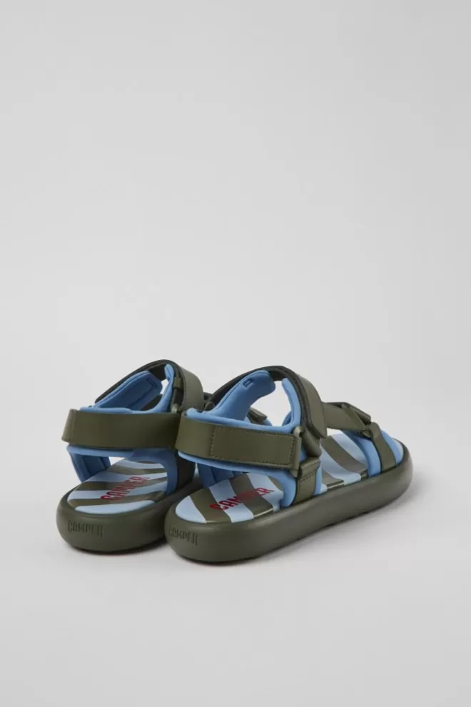 Sandalias<Camper Sandalia Verde Y Azul De Tejido Y Piel Para Hombre