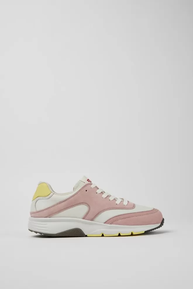 Zapatillas<Camper Sneakers Blancas Y Rosas De Tejido Y Nobuk Para Mujer