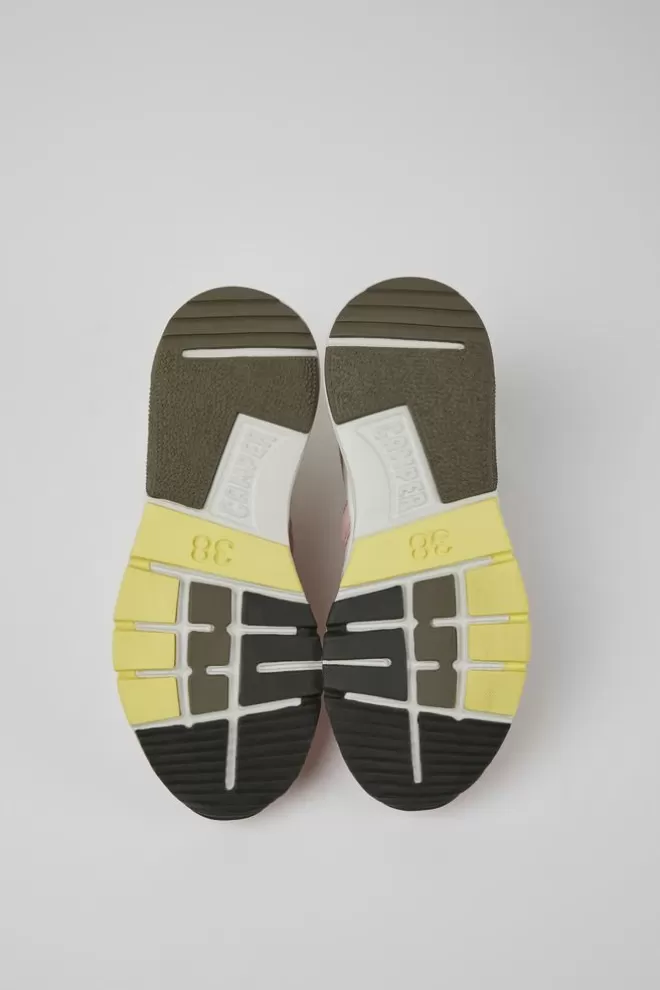 Zapatillas<Camper Sneakers Blancas Y Rosas De Tejido Y Nobuk Para Mujer