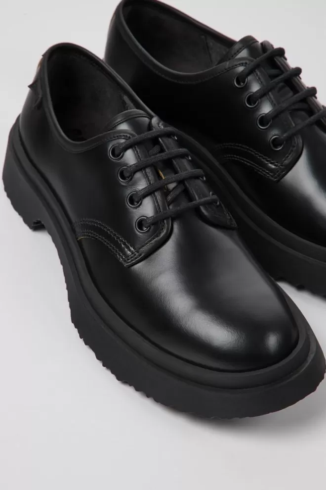 Zapatos De Vestir<Camper Zapatos Negros De Piel Con Cordones Para Mujer