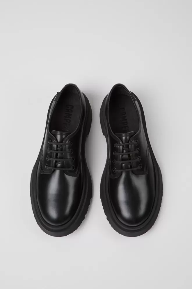 Zapatos De Vestir<Camper Zapatos Negros De Piel Con Cordones Para Mujer